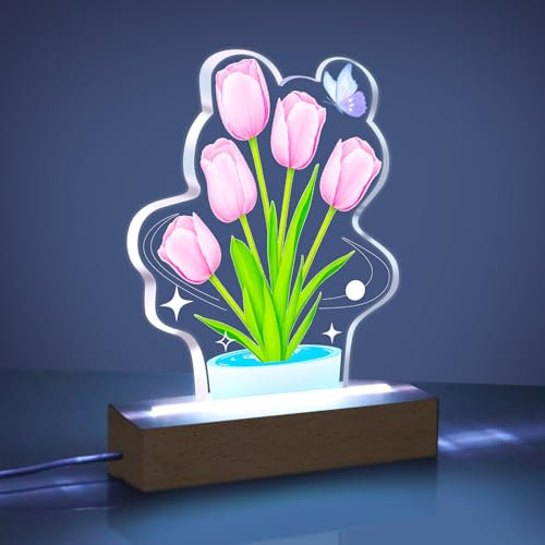 ZEEYUAN Tulpen Lampe 7 Farbwechsel Geschenk für Frauen mit Geschenkbox