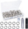 HO2NLE Juego de 100 perforadores de ojales de 18 mm, kit de ojales grandes de lona de metal con ojales y kit de herramientas de perforación para lona, tienda de campaña, tela, cinturón de cuero