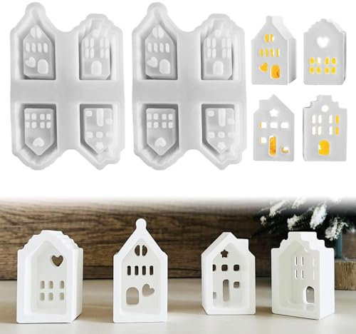 Silikonformen Gießformen Häuser Kerzenformen zum Gießen, 8 Stück Mini Silikonform Haus Gips Zum Gießen Silikonform Weihnachten Gießformen Silikon Gießform Haus Giessformen Silikon Silikonform Häuser