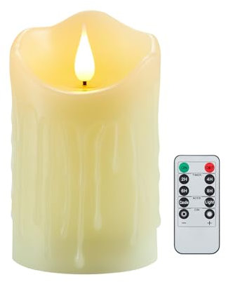 Koelaa Batterie LED Kerze mit Timer- und Fernbedienungsfunktion, Realistischer 3D-Flammeneffekt – Rauchfreie Batteriebetriebene Kerzen für Weihnachten, Adventsdekoration, Tischdeko, Party-7.5 * 10cm