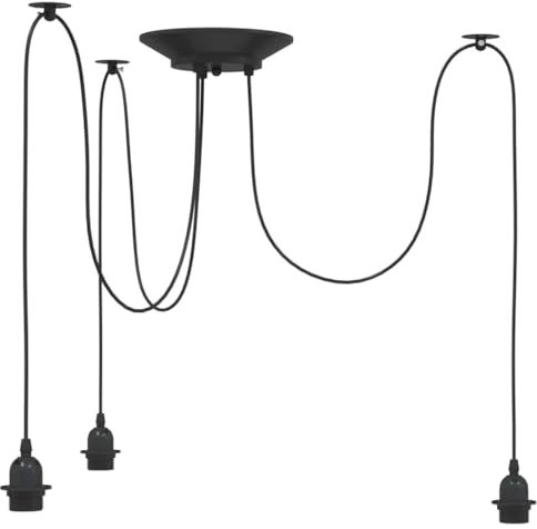 vidaXL Pendelleuchte mit 3 Fassungen E27 Schwarz Metall, Hängelampe, Spinnen-Deckenleuchte, Spinnen-Pendellampe, Spinnen-Pendelleuchte