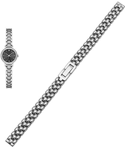 NVVVNX Bracelet de montre en acier inoxydable, 6mm, 8mm, 10mm, argent et doré, bracelet de remplacement pour cadran de taille, Bracelet de montre à la mode pour dames(Silver,10mm)