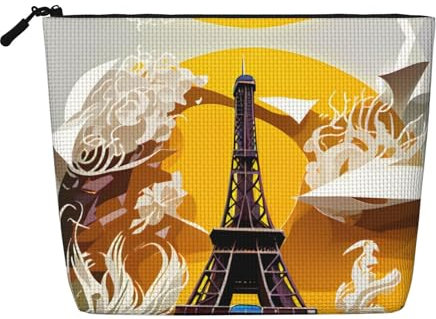 Kycvds Piccola trousse da viaggio con Torre Eiffel di Parigi, borsa per cosmetici, regalo di compleanno, regalo di Natale, Nero , Taglia unica