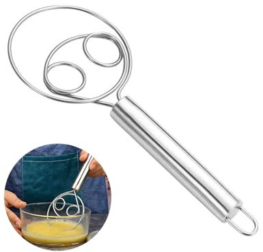 Fouet Danois 6.5 en Acier Inoxydable 304, Mélangeur à Pâte Manuel avec Poignée en Bois Ergonomique, Fouet Cuisine Danois pour Pâte à Pain, Accessoires Pour Mélangeur de Pâte à Pain (Regular)