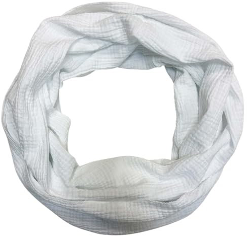 Jeamis XL Einfarbig Loop Strickschal Frühling Schal 100% Baumwolle Made in Italy Unisex Fashion Tuch Rundschal Stola Herbst Frühling Tuch Uni Farbe (Weiß)
