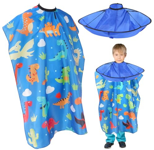 Friseurumhang Kinder Set, Friseur Umhang mit Cartoon Dinosaurier Muster | Haarschneideumhang Verstellbarer, Barber Cape Professioneller für Zuhause, Salon, Friseurladen