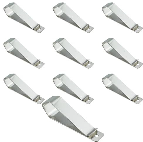 TAODAN 10PCS Silver Stainless Steel Garage Door Remote Opener Visor Clips 5.4x1.2cm Replacement Mask Clamp Building Supplies
