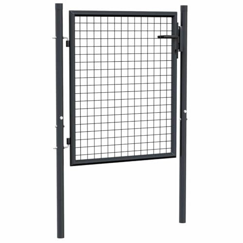 Utiny Mesh-Gartentor Verzinkter Stahl 100 x 125 cm Grau Garten Terrasse Tor Gartenzaun