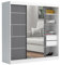 Brent - Kleiderschrank mit Spiegel und Schubladen 200cm Breit Chelsea Tomy, Schwebetürenschrank mit Spiegel, Schlafzimmerschrank, Kleiderschrank Weiß/Anthrazit
