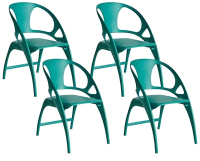 Beliani Set of 4 Garden Chairs Green Plastic Foldable With Backrest, Nemi