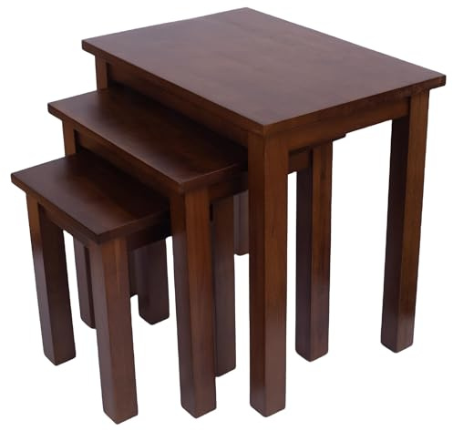 Kemtpase Nest of Tables, Soild Oak Wooden Set of 3 Side Tables for Bedroom, Coffee Table, Small Table, Lamp Table, Nesting Tables for Small Spaces