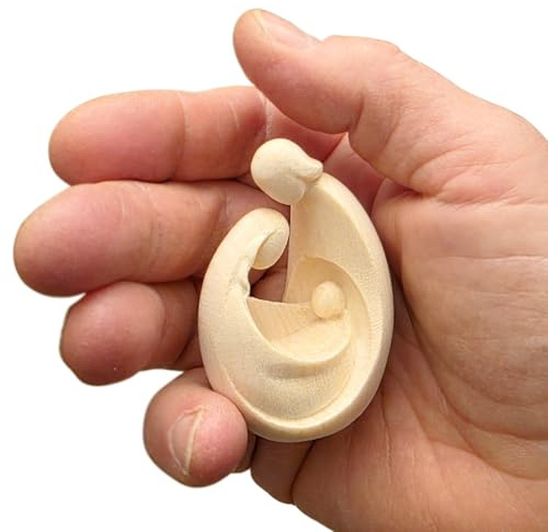 Herzmensch Kleine mini Weihnachtskrippe 6 cm massiv Ahorn kleines Geschenk zu Weihnachten Heilige Familie Figur aus dem Grödnertal holzgeschnitzt