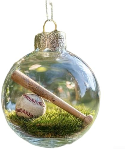 TDCuizent Weihnachtsbaumschmuck aus Acryl mit Sportmotiven, 8 cm, transparenter Kunststoff, Urlaubsdekoration mit Baseball-, Golf- und Fußballmustern, Veranstaltungsdekoration (Baseball)