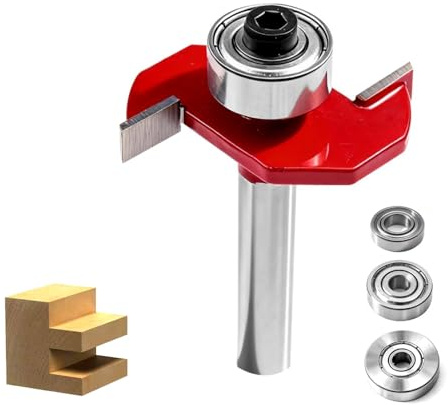 3 in 1 Biscuit Jointer Router Bits 1/4”Shank Biscuit Joint Slot Cutter Router Bits with 3 Adjustable Bearings Set 1/2&5/8&3/4 Slot Woodworking Tool for Plywood Slotting Grooving Rebating