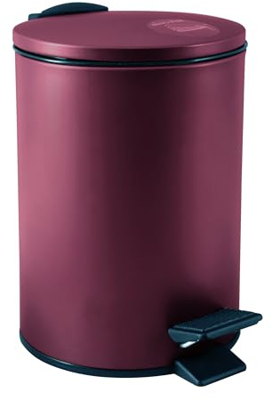Spirella - Poubelle à Pédale Adelar 3L - Design Moderne - 16.8 x 16.8 x 25 cm - Couleur Bordeaux - Couvercle Anti-Odeur - Idéale Cuisine et Salle de Bain - Matériau Durable