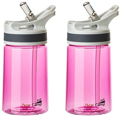 AceCamp TRITAN Trinkflasche | Sportflasche | BPA-frei I für alle Getränke I 2 x Springdeckel Rosa 350 ml