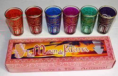 Kenta Artisanias Lot de 6 verres à thé marocains