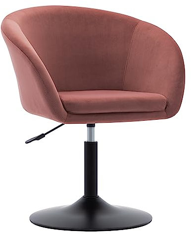 Duhome Schminkstuhl Höhenverstellbar, Lounge Sessel aus Samt Drehbar Cocktailsessel Drehstuhl mit Armlehne für Wohnzimmer Esszimmer Schlafzimmer, Pink