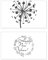 Glückwunschkarte mit Blumen, Pusteblume, Silhouette, Pflanzen, Neujahrskarte