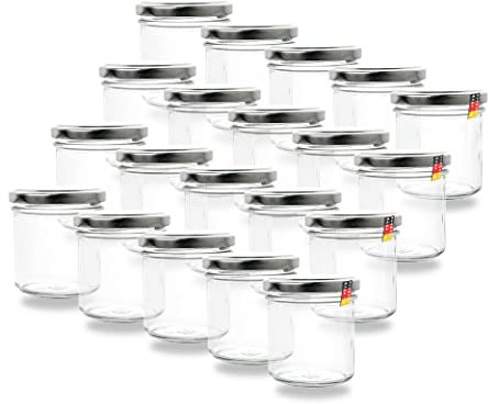 Flaschenbauer- 20x Sturzgläser 167ml inkl. Silberne Twist Off Verschlüsse zum Einmachen von Suppen, Babynahrung oder zur Aufbewahrung von Tee und Kräuter