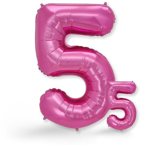 FUNXGO folienballon 5 rosa - 100cm - 5 geburtstag luftballon - luftballon zahl 5 - Zahlen rosa Ballon 5 Deko zum Geburtstag, Hochzeit, Jubiläum oder Fest, Party Dekoration - ballon rosa 5