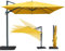 paramondo parapenda Plus Ampelschirm Ampelsonnenschirm, 360° Schwenkbar, Axiale Neigung, Kurbelbedienung, Stahl-Standkreuz und Gestell in Anthrazit, Rechteckig, Gelb, 3 x 4 m