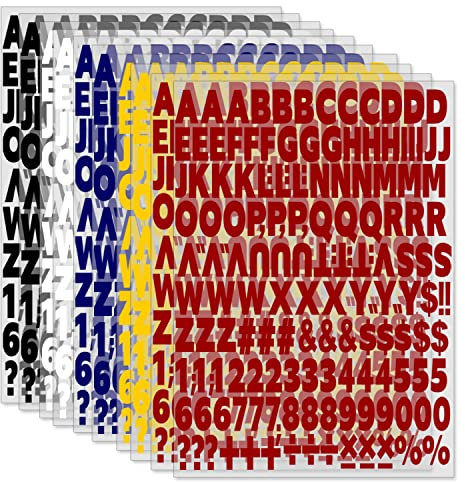 1680piece 1 Inch Iron On Heat Transfer Letters and Numbers Alphabets Numbers Fabric Vinyl Letter DIY for Sport Jerseys T Shirts Clothes Slogan Printing Crafts Decoration (10 Sheets in 5 Color)