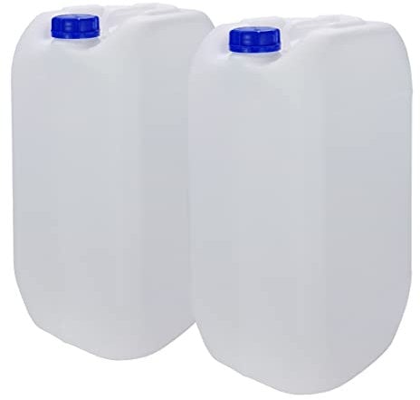Bidón Garrafa Plástico 30 litros apilable. Apta para uso alimentario como depósito contenedor de agua potable. Homologación para transporte ADR. 2 Unidades.