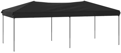 vidaXL Partyzelt Festzelt Camping Pavillon Faltpavillon Gartenzelt Grillzelt Terrasse Gartenpavillon Stahlrahmen Faltbar Schwarz 3x6m