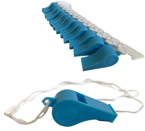 NARAMAKI® Napoli Kit de 12 sifflets en plastique bleu clair avec corde - Tyfo Football Championnat (FISCHIETTI)