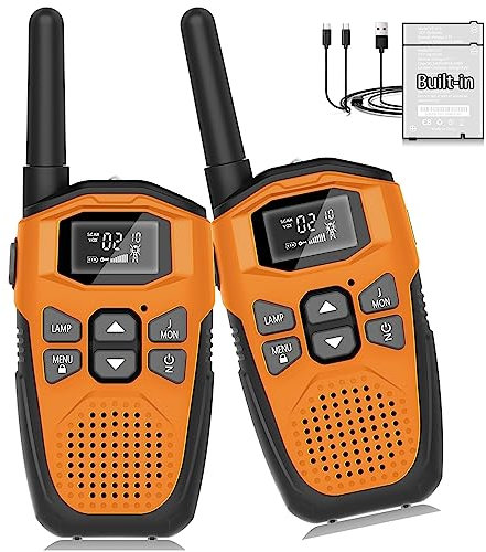 Talkie Walkie Longue Portée 2pcs, NXGKET - Enfants Adultes, Rechargeable avec Batteries Li-ION intégrées, Jouet Garcon 3-12 Ans, 16 Canaux Radio Lampe De Poche Écran LCD VOX