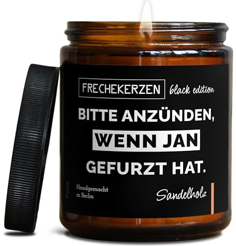 Lustige Duftkerze mit Spruch für Freunde, Geschwister, Papa | Handgemacht aus Sojawachs |Personalisierte Geschenkkerze In Geschenkbox | Valentinstag Geschenk Geburtstag |Sandelholz