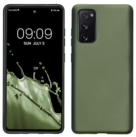 kwmobile Case kompatibel mit Samsung Galaxy S20 FE Hülle - Schutzhülle aus Silikon metallisch schimmernd - Handyhülle Metallic Tannengrün
