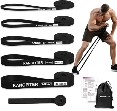 KANGFITER Bandes de résistance pour l'entraînement, Bandes de Traction pour Homme et Femme, Ensemble de Bandes de résistance épaisses et Lourdes avec Ancre de Porte, Bandes d'exercice élastiques pour