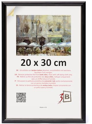 3-B Cadre de l'image COMO RUSTIQUE - Noir/Argent - 20x30 cm - cadre photo en bois avec verre acrylique