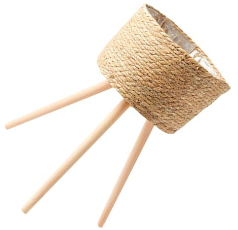 Milisten Plantador De Piso Soporte De Mimbre Soporte De La Planta Cesta De Mimbre con Patas Maceta Contenedor Maceta De Flores Soporte Vertical Tejido Soporte Planta De Interior De