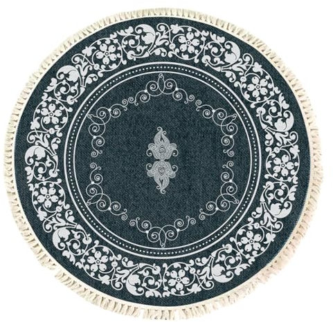 295120 Boho-Teppich, Rund, Waschbar, Rutschfest, Klein, Für Sofa, Kinderzimmer, Mandala-Druck, Blaugrün, Für Schlafzimmer, Eingangsbereich, Wohnzimmer, Esszimmer, 120 cm