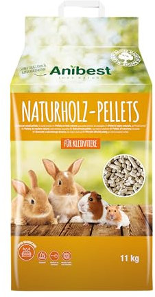 Anibest Kleintierpellets, 100% natürliche Einstreu für Kaninchen, Hamster, Meerschweinchen und Co, saugfähige & geruchsbindende Holzpellets, leicht dosierbare Unterstreu, 11 kg/ 20 l