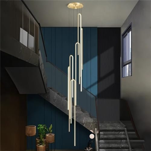 LED Geometrie Lang Pendelleuchte Treppenhaus Wohnzimmerlamp Dimmbar Modern Hängeleuchte Aluminium Acryl Hängelampe Höhenverstellbar, Für Schlafzimmer Esszimmer Flur Villa Hotel Treppen Shop (Color :