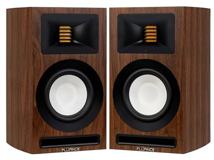 Fluance Ri71 Reference Stereo Powered Bookshelf Speakers with High Performance AMT Tweeters, 5 Drivers, 120W Amplifier for Music, Turntable, TV, PC - HDMI, Bluetooth, RCA & Subwoofer Out (Walnut)