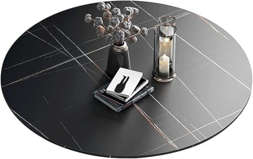 Runder drehbarer Servierteller, 12 mm dick, großer Marmor-Lazy-Susan-Drehteller, Robustes Tablett, großer Esstisch-Drehteller, für Esstisch-Mitteltablett, Mattschwarz, 120 cm (47 Zoll)