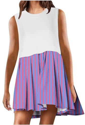 Robes amples pour femmes, robes d'été et d'automne sans manches, col bateau, robes basiques mi-hautes froncées pour femmes 2025, X-281 Violet, XL