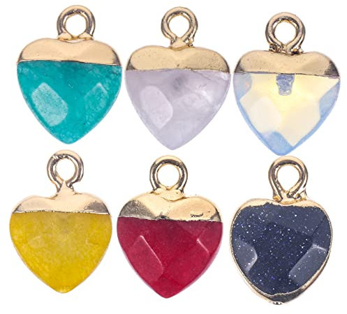 Angoily 6stücke Stein Herz Anhänger Für Diy Schmuck Herstellung Mit Aufhänger Für Halsketten Armbänder Schlüsselanhänger Ohrringe Und Andere Schmuck Diy Projekte