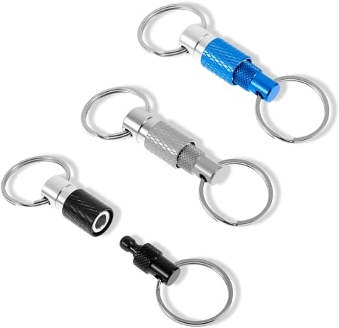 Sorcristy 3 Stück Schlüsselanhänger Abnehmbar, Schnellverschluss Schlüsselbund, Double Split With 2 Split Rings, Auseinander-Schlüsselanhänger Für AutoSchlüsselanhänger Zubehör, Schloss Halter