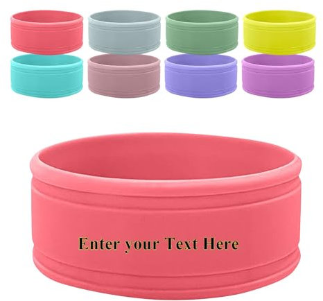Personalised Silicone Bottle Band,Custom Water Bottle Name Bands,Food Grade Silicon Non-Slip Anti-Heat Insulation Hollow Cup Sleeve (Watermelon Red)