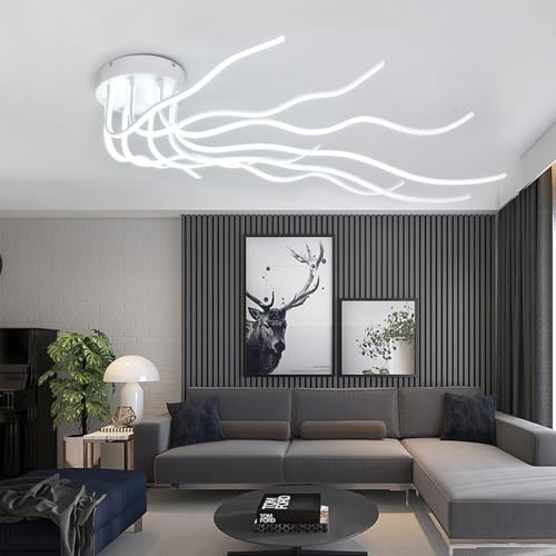 Guang Shuo Led Deckenleuchte Dimmbar L100cm Wohnzimmerlampe Deckenleuchte Modern Deckenlampe Led Lampen Wohnzimmer Decke 8-Flammige mit Fernbedienung