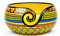 Nagina International Ceramic Attractively Hand Painted Gorgeous Stoneware Yarn Ball Storage Bowl With Innovative Dispensing Curl | Knitting & Crochet Accessions (African Yellow, Large)