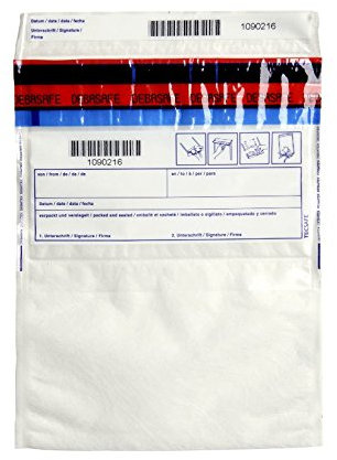 100 x DEBATEX-Sicherheitstaschen: Vlies 195 x 265 + 20 mm (Bon), Safebags, Geldbeutel