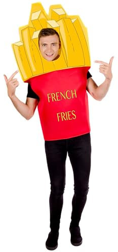 Fun Shack Pommes Kostüm, Kostüm Essen, Chips Kostüm, Lebensmittel Kostüm, Pommes Frites Kostüm für Erwachsene