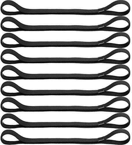9 Stück Dicke Rutschfeste Elastische Sport Stirnbänder, Elastische Silikon Grip Übung Haare und Schweißbänder für Fußball, Basketball, Fußball, Tennis, Yoga und Golf (Schwarz, Weiß und Grau) (Schwarz)